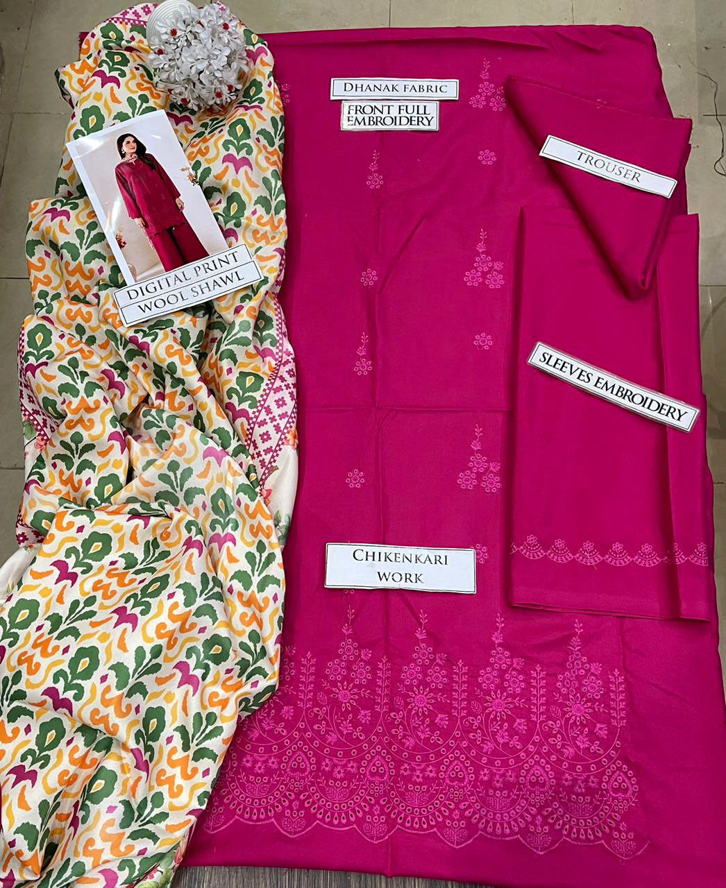 DFW-1250 Baroque Embroidery 3PC Dhanak Suit